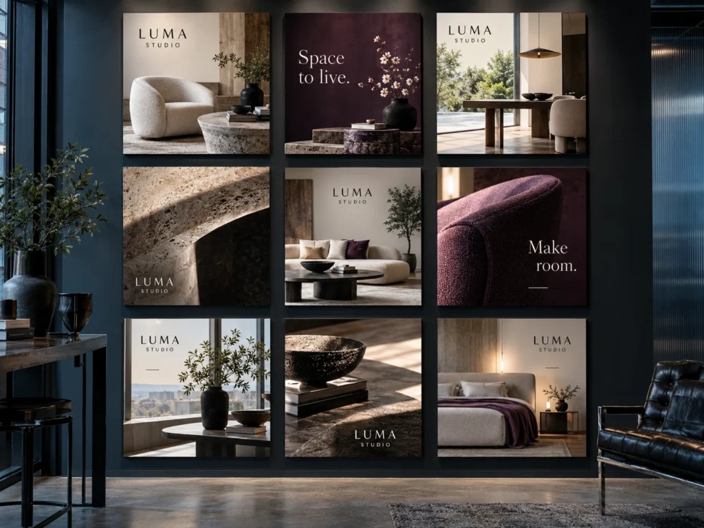 Creative variety and delivery shown through original TSG campaign and service imagery.