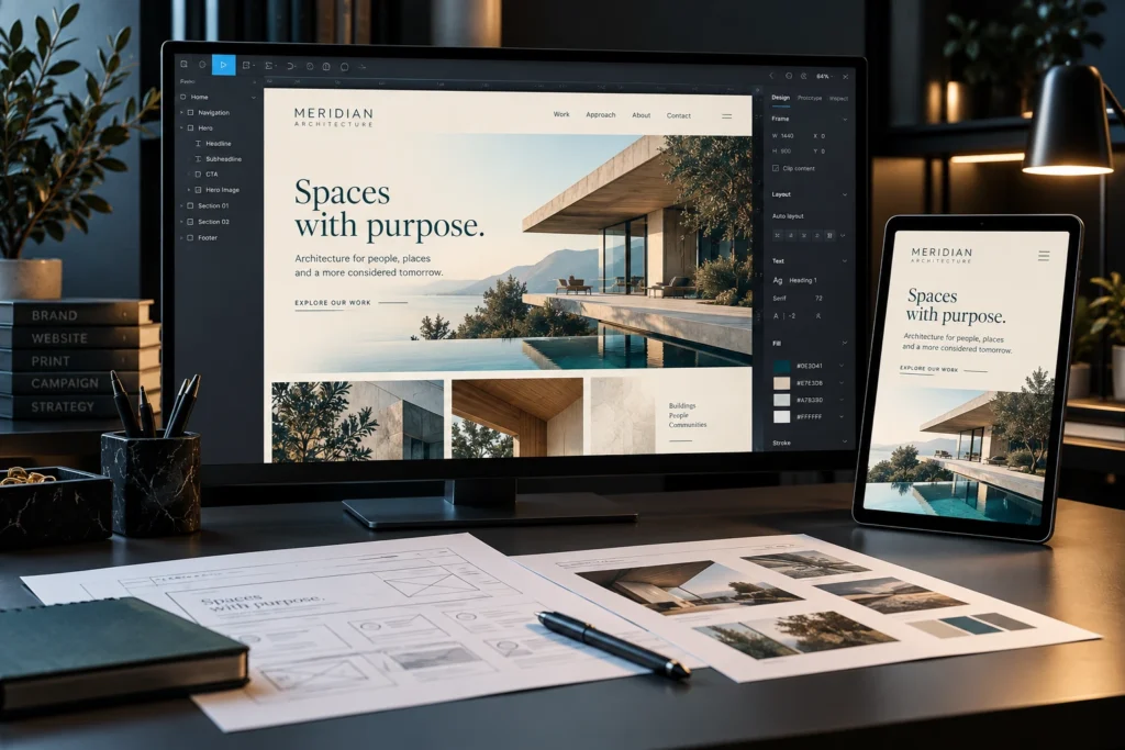 Design and build shown through original TSG campaign and service imagery.