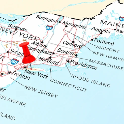Map of the New York, New Jersey and Connecticut Tri-State service area.